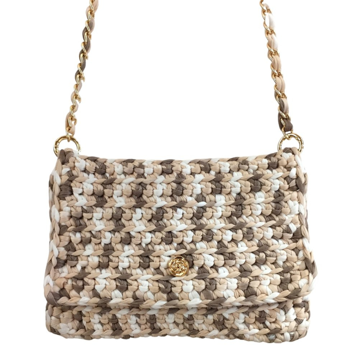 Sac à bandoulière tressé en polyester 0925022 taupe