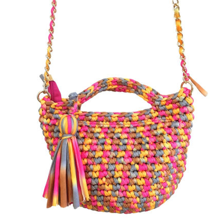 Sac à main tressé avec bandoulière chaîne amovible 0925023 multi