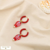 Boucles d'oreilles marin poisson acier émail verre 0325084 rouge bordeaux
