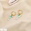 Boucles d'oreilles poisson acier émail nacre perle 0325085 vert