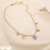 Collier charms coeur pavé strass fer à cheval acier 0125131 doré