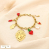 Bracelet Breloque Ex-Voto Acier Émail Perle 0224139 doré
