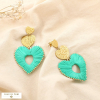 Boucles d’oreilles coeur fil de papier acier inox. 0325142 vert