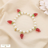 Bracelet élastique fraise acier résine acrylique 0225179 rouge