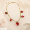 Collier fraise acier résine verre émail acrylique 0125155 rouge