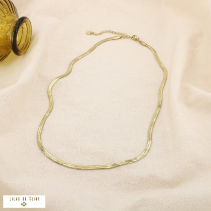 Chaîne plate maille miroir 3mm acier inoxydable 0123017 doré