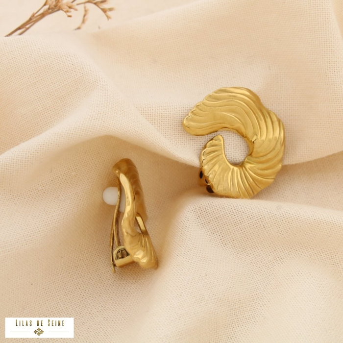 Boucles d’oreilles à clip design sculptural acier 0225136 doré