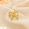 Bague double-anneaux ouverte étoile de mer acier 0425049 doré