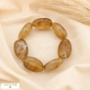 Bracelet élastique ovale acier résine marbrée 0225175 marron