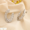 Boucles d’oreilles acier inox effet torsadé ajouré 0325125 argenté