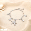 Bracelet acier marin étoile de mer coquillage perle 0225154 argenté