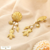 Boucles d’oreilles acier poisson rouge coquillage 0325136 doré