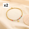 2 Bracelets élastiques acier pierre étoile de mer 0225189 multi