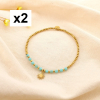 2 Bracelets élastiques fins acier pierre soleil 0225190 vert aqua