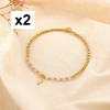 2 Bracelets élastiques fins acier pierre hippocampe 0225194 rose