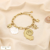 Bracelet acier marin nacre astérie coquillage corail 0225155 doré