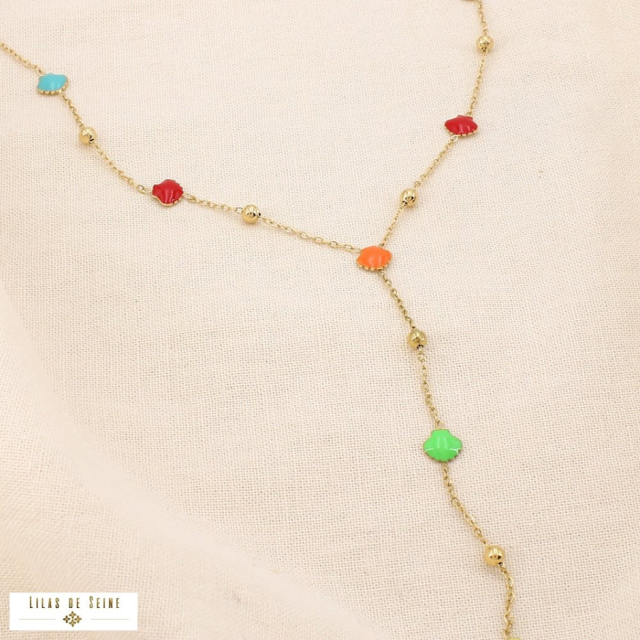 Collier forme Y acier inoxydable émail coquillage 0125142 multi