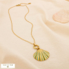 Collier acier inoxydable émaillé coquillage 0125168 vert