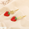 2 Pinces à cheveux fraise papillon acier émail 0625040 doré