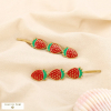 2 Pinces à cheveux fraise acier inoxydable émail 0625046 rouge