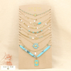 Ensemble 10 colliers bohème acier nuance turquoise 0125173 bleu turquoise