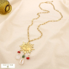 Collier sautoir acier soleil perles coquillage nacre 0125172 multi