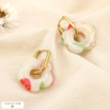 Boucles d'oreilles fleur acier résine fraise cerise 0325137 naturel/beige
