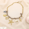 Collier acier cordon multicharmes style marin 0125161 naturel/beige