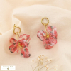 Boucles d'oreilles fleur acier résine motifs fruits 0325135 rouge