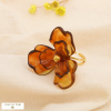 Bague fleur acier inoxydable résine marbrée 0425072 marron