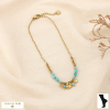 Chaine de cheville acier inoxydable pierre pampilles 0225238 bleu