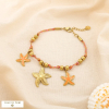 Bracelet cordon pampilles étoiles de mer acier émail 0225216 rouge corail