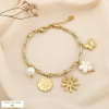 Bracelet cordon charm acier céramique acrylique 0225224 naturel/beige