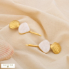 2 Pince cheveux marin coquillage acier résine marbré 0625036 blanc