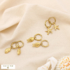 Set de 3 boucles d'oreilles minimaliste acier marin 0325115 doré