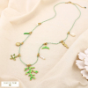 Collier cordon breloque marin acier émail coquillage 0125164 vert aqua