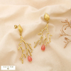 Boucles d'oreilles corail acier perles pierre 0325161 rose