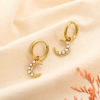 Boucles d'oreilles acier mini-créole lune perle 0325173 doré