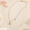 Collier étoile chapelet bille émaillée acier strass 0125138 blanc