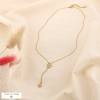 Collier forme Y lune étoile acier nacre strass 0125130 doré