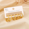 Trio boucles d'oreilles acier inox martelé créoles 0324620 doré