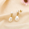 Boucles d'oreilles acier goutte perle acrylique 0325102 blanc