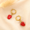 Boucles d’oreilles minimaliste poivron acier émail 0325188 rouge