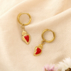Boucles d’oreilles coeur minimaliste acier émail 0325189 rouge
