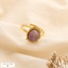 Bague acier inoxydable cabochon ovale pierre/nacre 0425010 violet