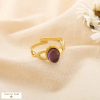Bague acier inoxydable entrelacé cabochon ovale pierre/nacre 0425013 violet