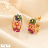 Boucles d'oreilles acier fleur cristal/ perle 0325088 multi