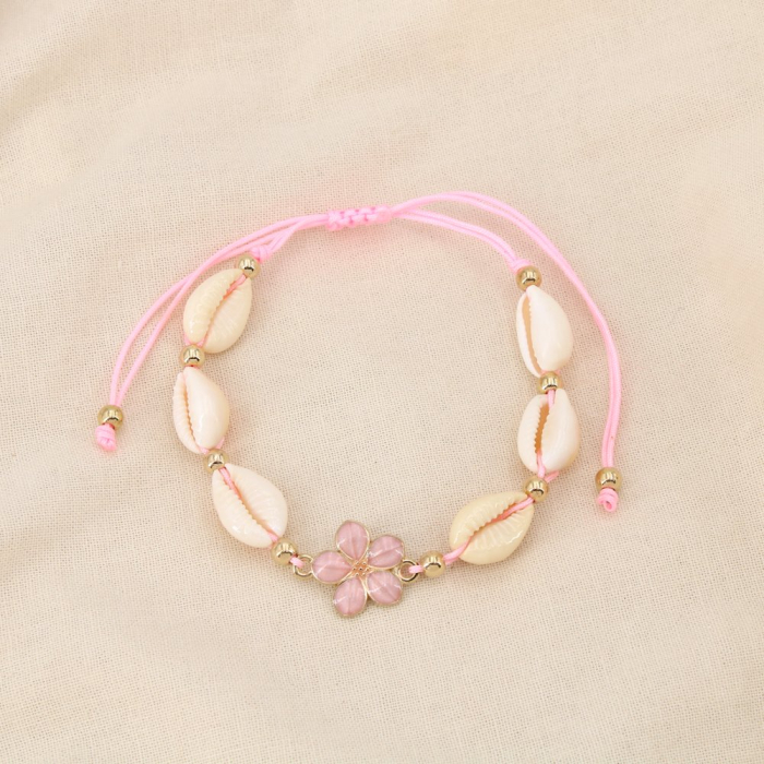 Set 12 bracelets coulissant coquillage fleur émail 0225243 multi