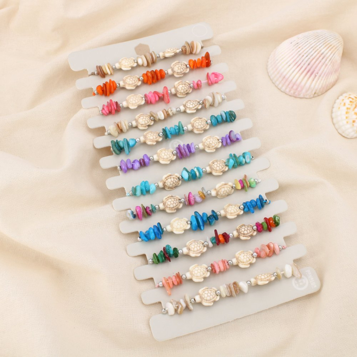 Set 12 bracelets coulissant tortue acrylique nacre 0225250 multi