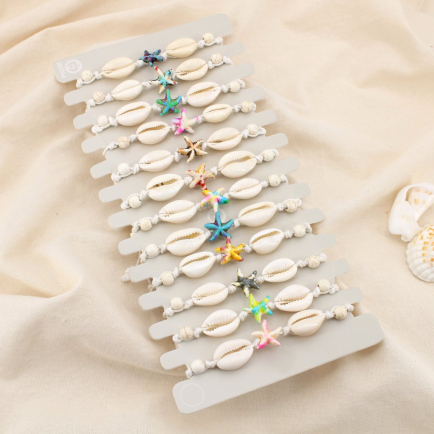 Set 12 bracelets coulissant coquillage étoile de mer 0225254 multi